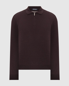 Bertolo Cashmere Purple wool and silk polo with textured pattern 902473002514