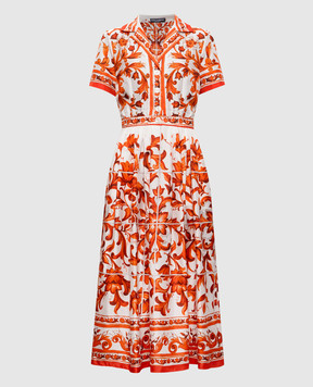 Dolce&Gabbana White dress with Majolica print F6TVLTGDDRE