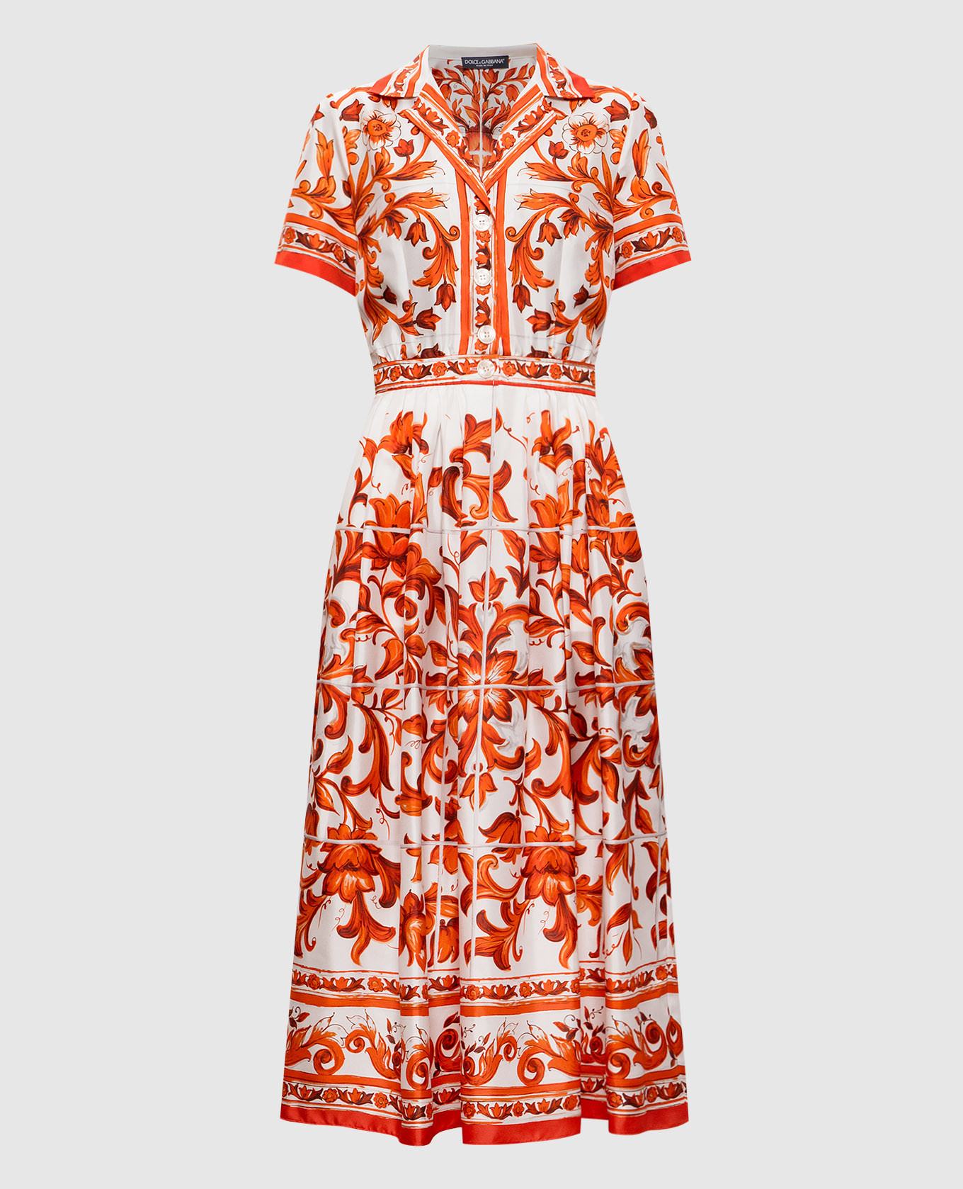 White dress with Majolica print Dolce&Gabbana