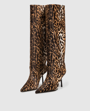 Le Silla BELLA beige boots made of leather with a leopard print pile 4236C080BMPPMAR