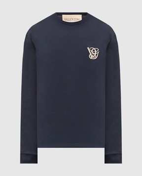 Valentino Blue longsleeve with embroidered monogram logo 8V3MG18DBD5