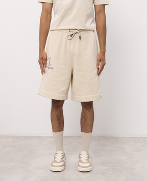 Off-White Beige shorts with Connect Dots print 44MCB09KF26F001