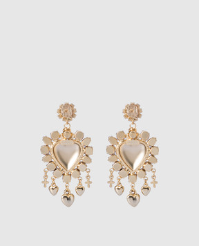 CelesteG Gold earrings with heart-shaped pendants with crystals 1832