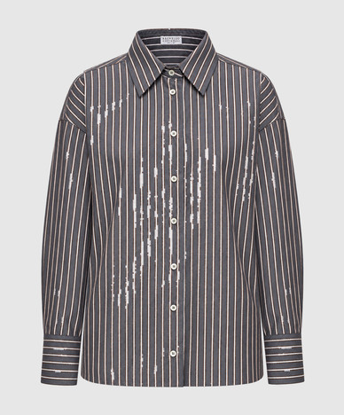 Gray striped shirt with sequins