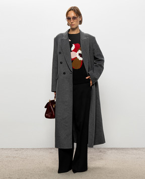 Victoria Beckham Gray double-breasted coat with wool 1126WCT006440B
