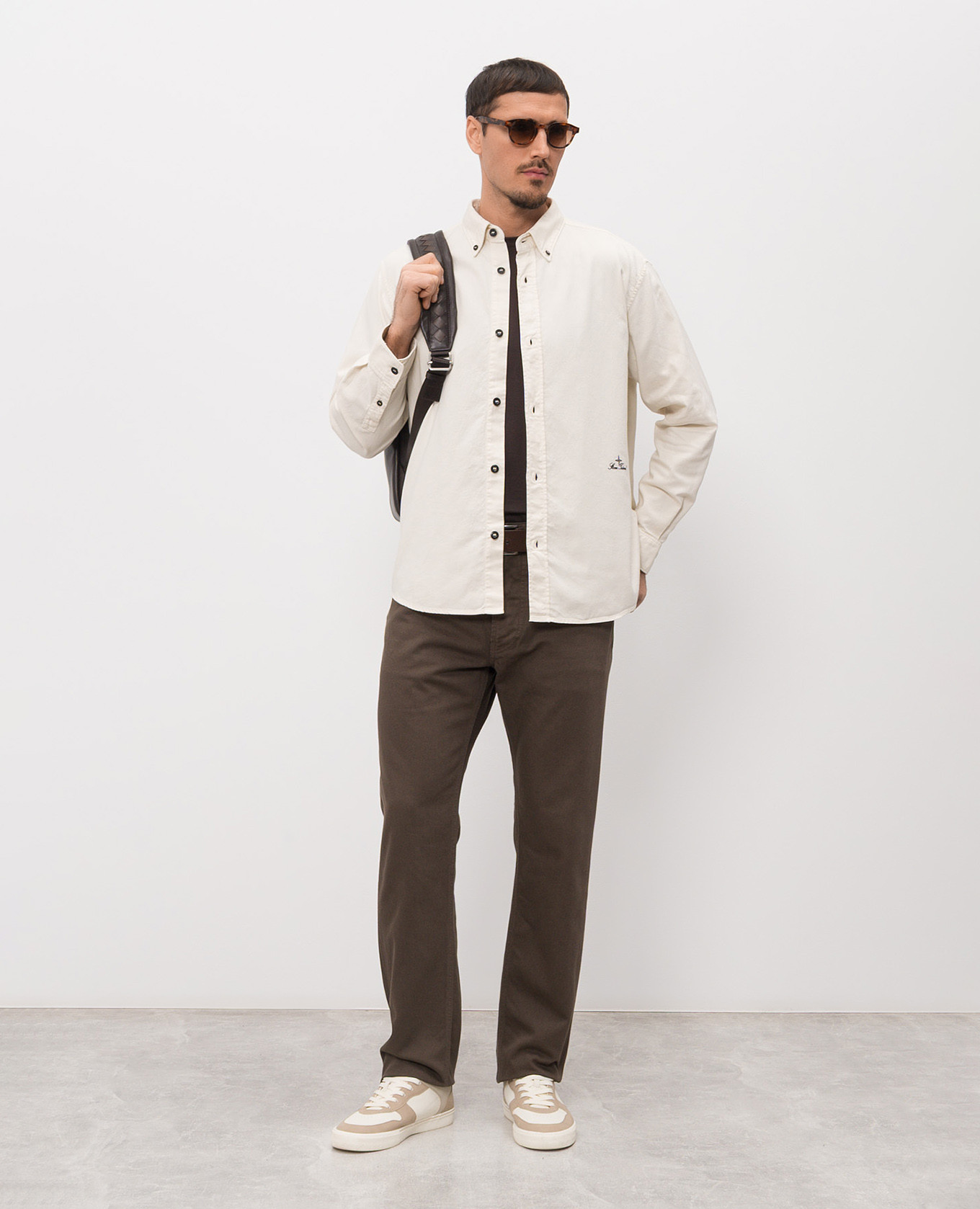 

Brown jeans with logo patch Stone Island