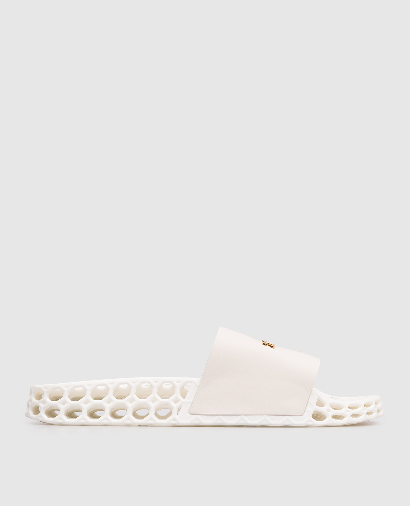 White perforated leather sliders