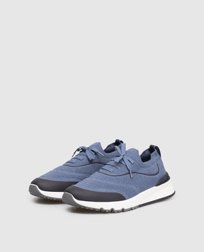 Brunello Cucinelli Blue sneakers with logo MZUAUFO340