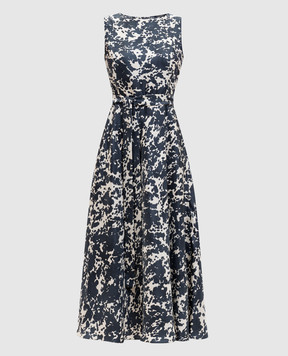 Max Mara MARTINA blue printed silk dress SMMMARTINA
