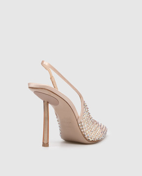 Le Silla Beige GILDA slingbacks with crystals 2299U090P1PPSAS