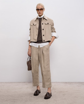 Brunello Cucinelli Beige linen pants MH527P9185