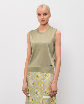 Fendi Khaki top with logo embroidery FZXE84AW4V