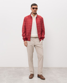 Stefano Ricci Red checked jacket made of cashmere, silk and linen MZJ6100020C169HA