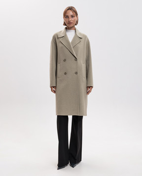 Twinset Green double-breasted coat with wool 262TP2011