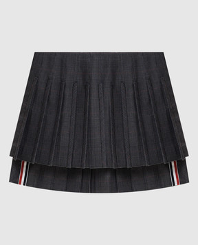 Thom Browne Gray pleated wool check skirt FGR101BF1304