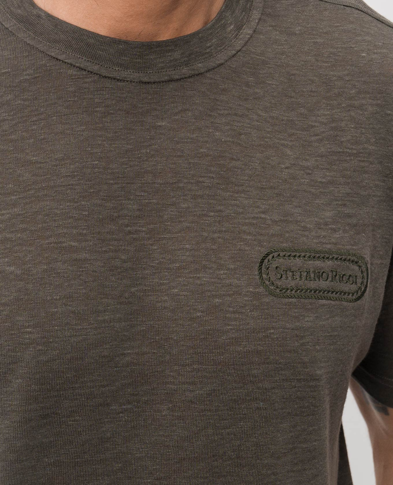 Khaki linen T-shirt Stefano Ricci 5