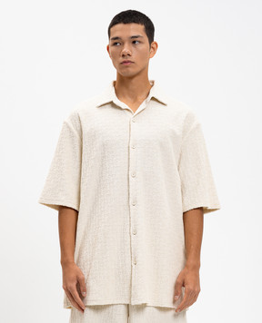 Off-White Beige terry shirt with logo pattern 44MGG013C9J001