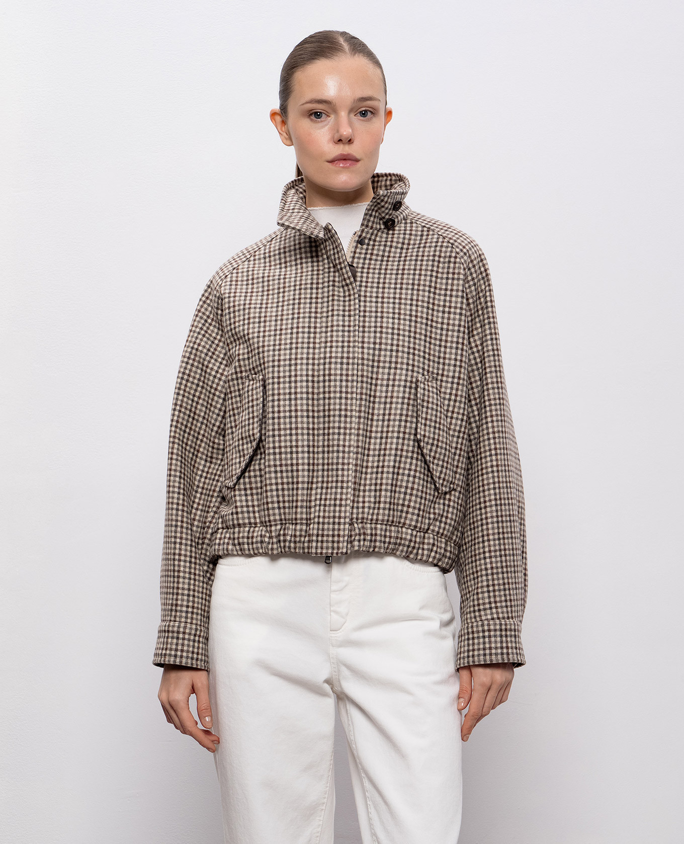 

Beige checked wool jacket Brunello Cucinelli