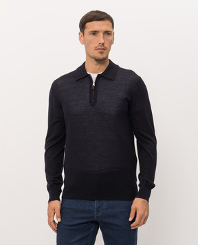 Cashmere&Whiskey Blue wool polo shirt MU10151318465R