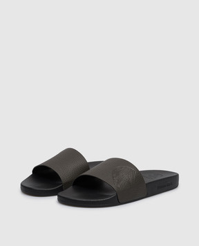 Stefano Ricci Brown leather sliders UG31G760VD