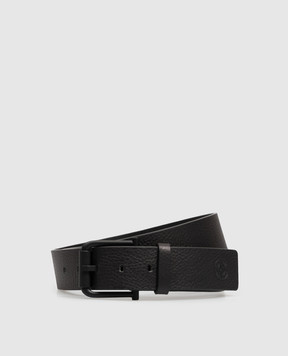 Stone Island Black leather belt with emblem L2S159300002S0072