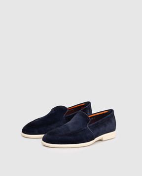 Santoni Blue suede loafers with a degraded effect MGAG18829TICSEAA