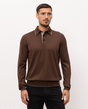 Stefano Ricci Brown wool, silk and cashmere polo shirt KE08004P03E26374
