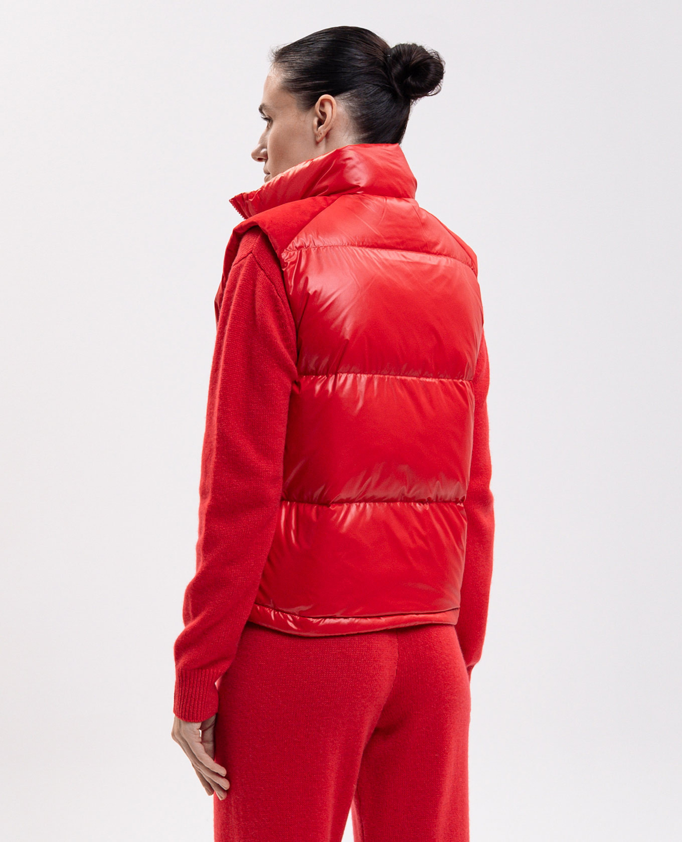 Red down vest with logo print Sporty & Rich 4