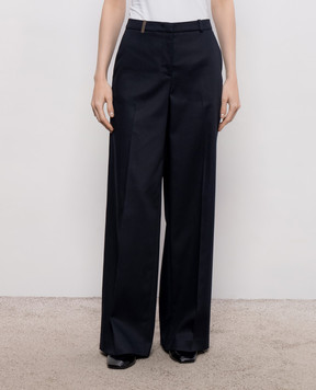 Peserico Navy blue straight-leg patch pants A0456707932