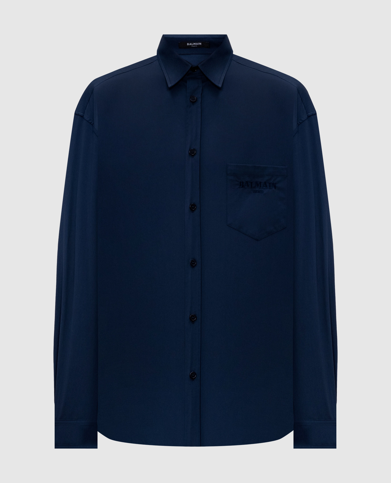 Blue shirt with logo embroidery Balmain
