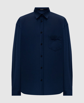 Balmain Blue shirt with logo embroidery HH1HS590CG76