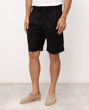 Officina 36 Black linen shorts 0259500569
