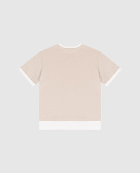 Dolce&Gabbana Children's beige T-shirt with DG patch L4JTJNG7PRI36