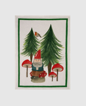 TESSITURA TOSCANA TELERIE White linen kitchen towel JOLLY ELF NC240030020067