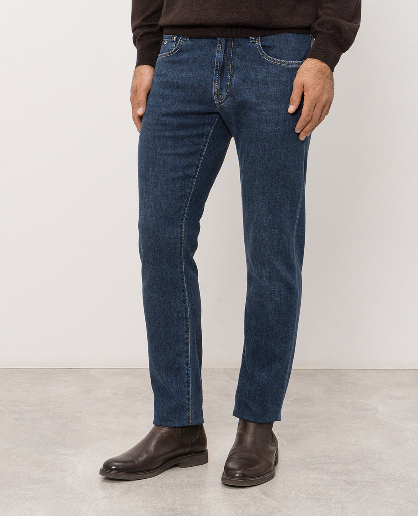 MICHELANGELO blue jeans with logo patch Tramarossa 3