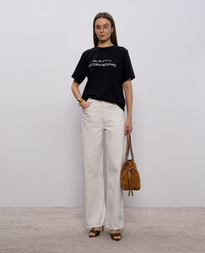 Victoria Beckham Black T-shirt with inscription 1424JTS005949A