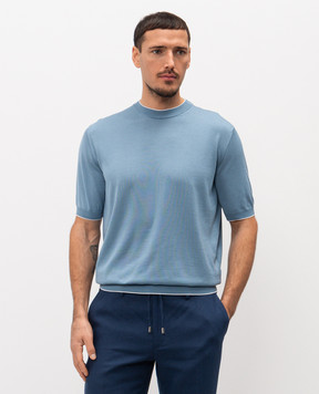 Stefano Ricci Blue silk T-shirt K616006G12F26102