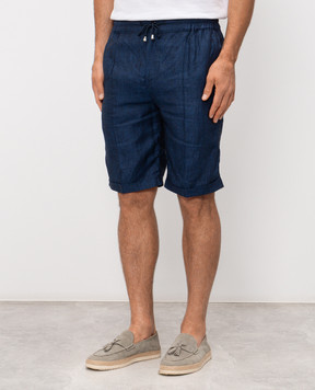 Doriani Cashmere Blue linen shorts with lapels P211F15T188782538