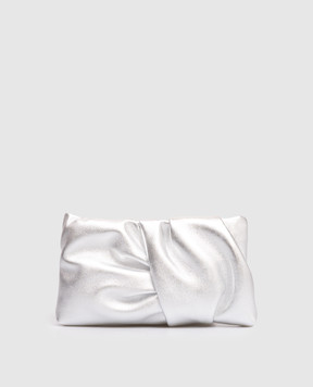 Jimmy Choo Bonny silver leather clutch BONNYCLUTCHMNA