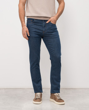 Canali Blue slim jeans with logo patch PD0134991719