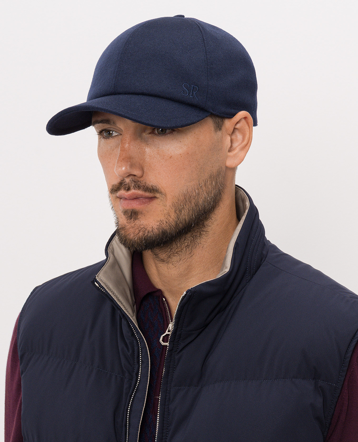 Blue cashmere cap with monogram embroidery Stefano Ricci 2