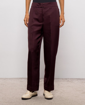 Peserico Burgundy pants with lapels P0421005433