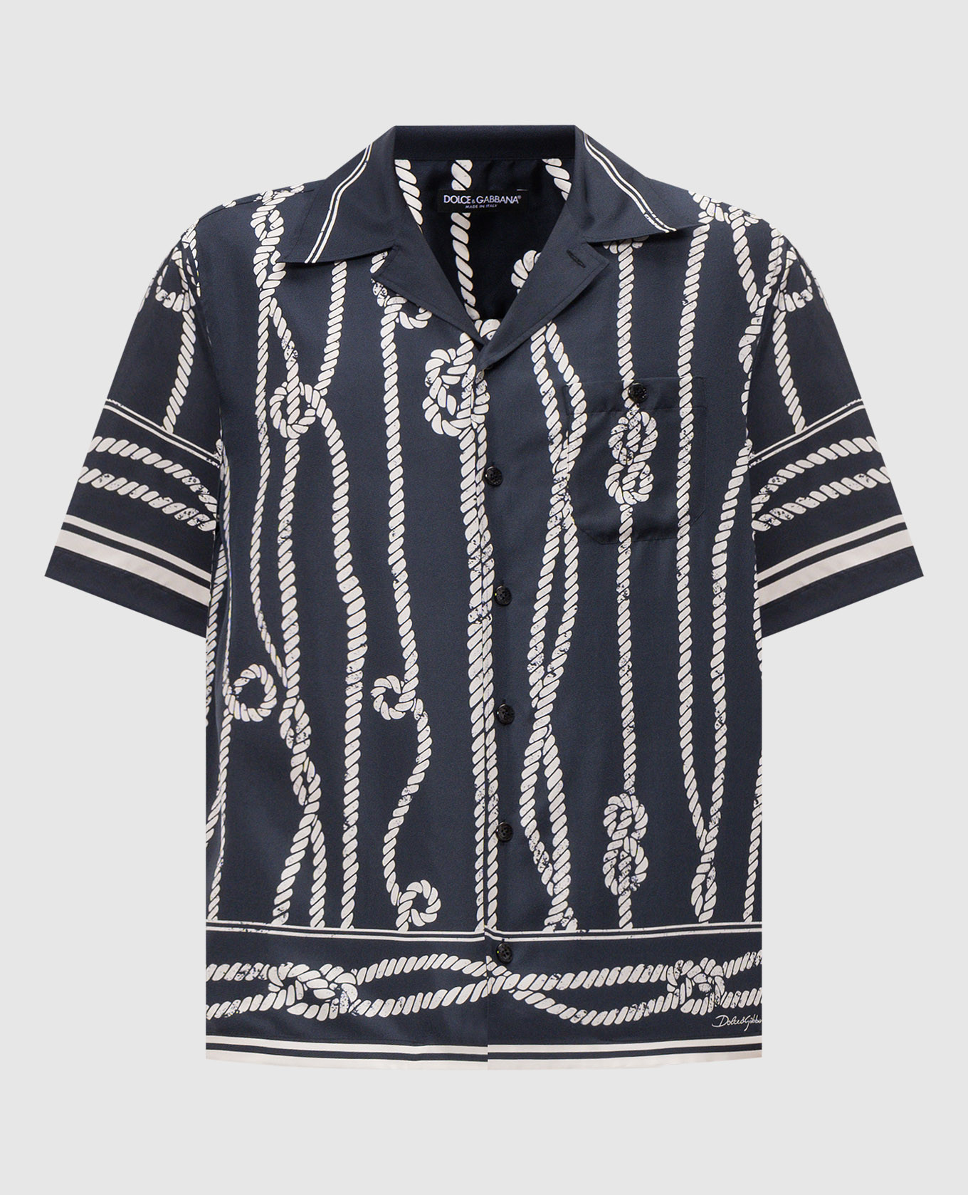 Blue printed silk shirt