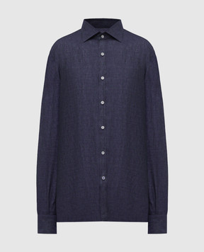ISAIA Blue linen shirt CAM088KM304