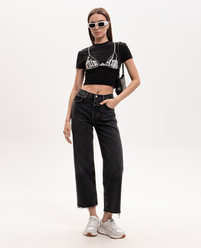 Palm Angels Black Bra Baby top PWAA077S26JER002