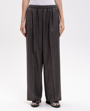 Peserico Gray wool pants with lurex P04309D03324
