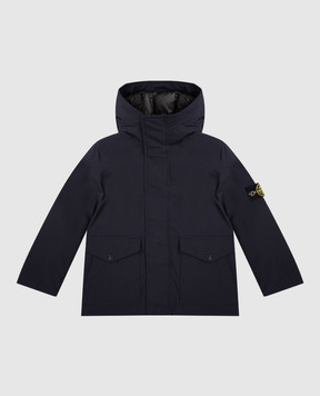 Stone Island Children's blue down jacket with logo patch K2S164100002S0A274