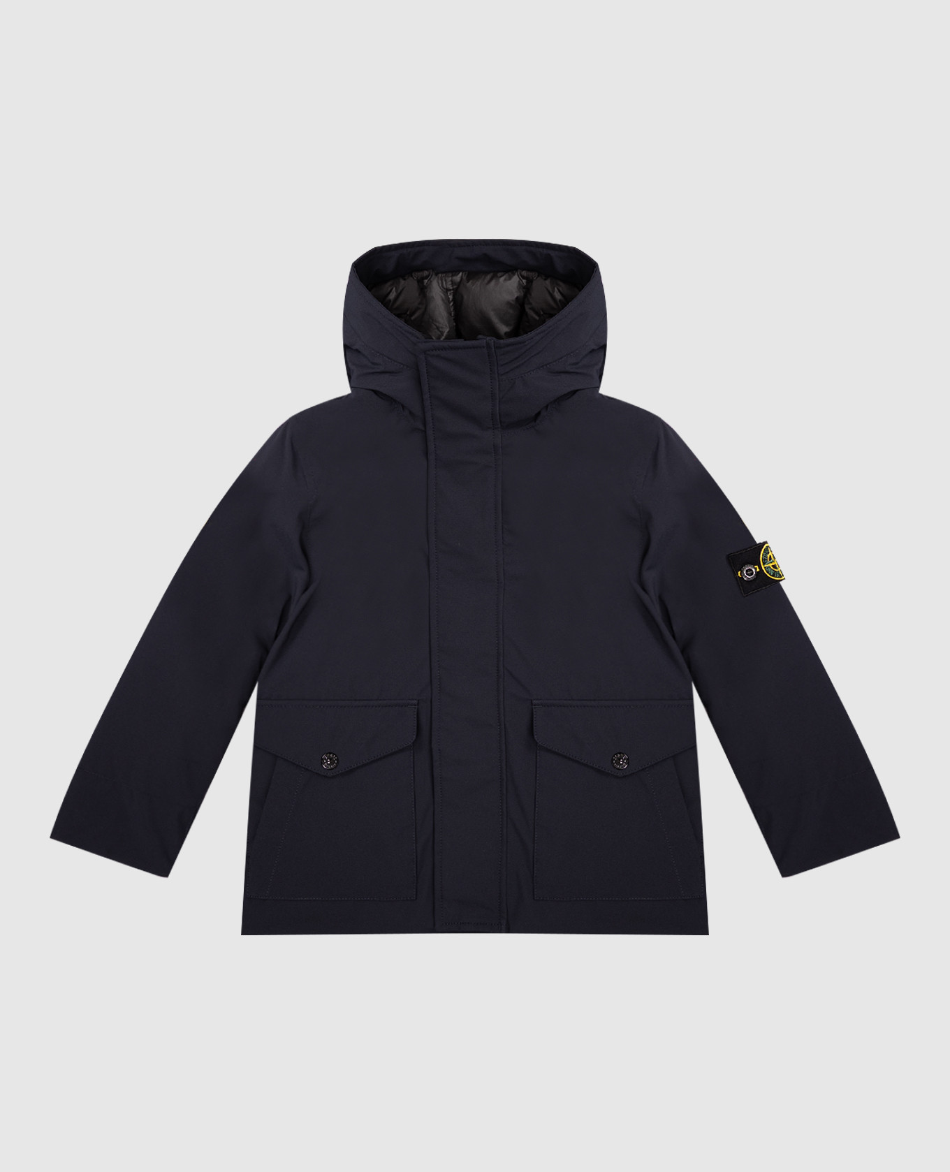 

Children's blue down jacket with logo patch Stone Island