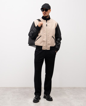 Givenchy Beige logo combination bomber jacket BM01DZ6Y45