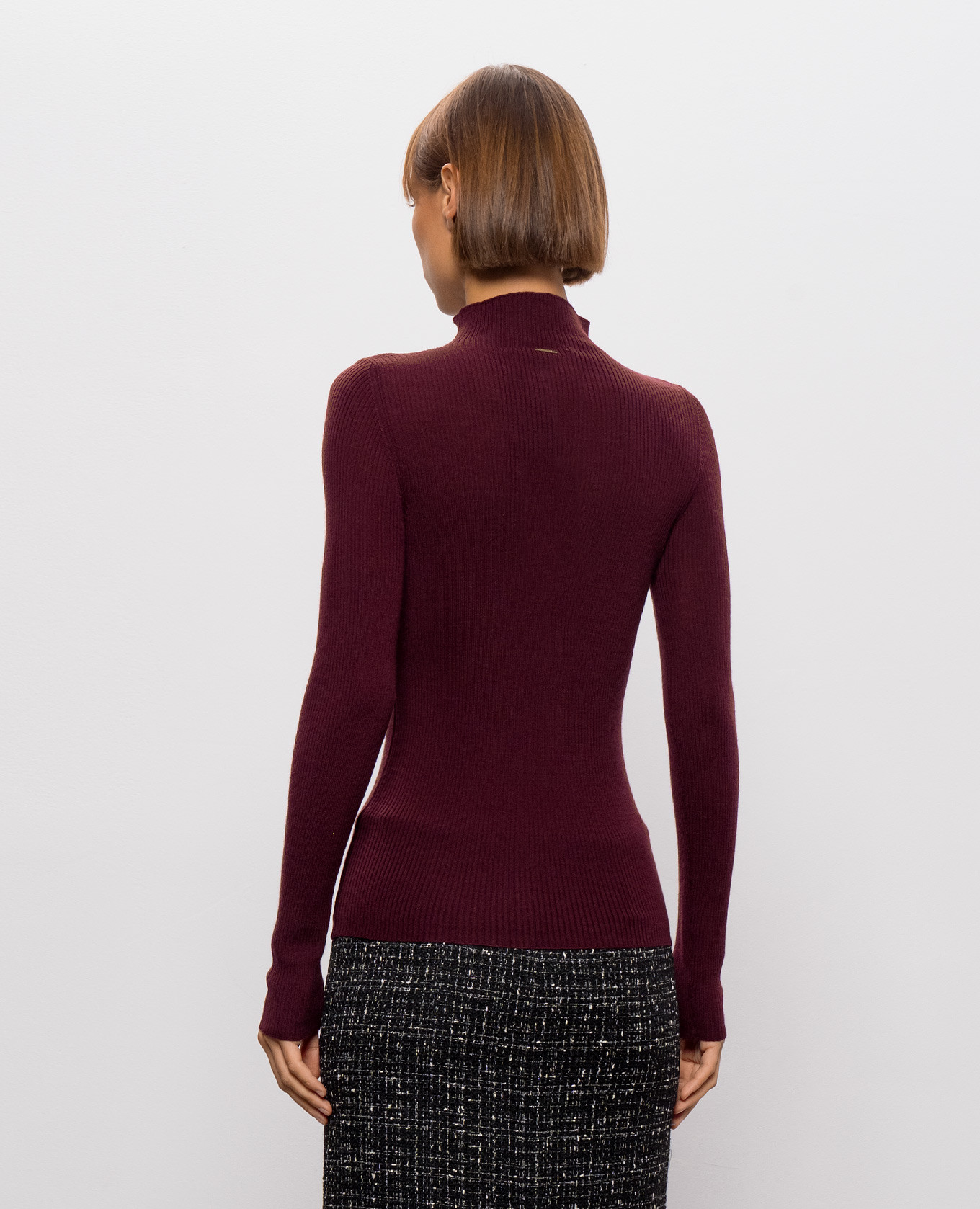 Burgundy ribbed wool turtleneck Twinset 4